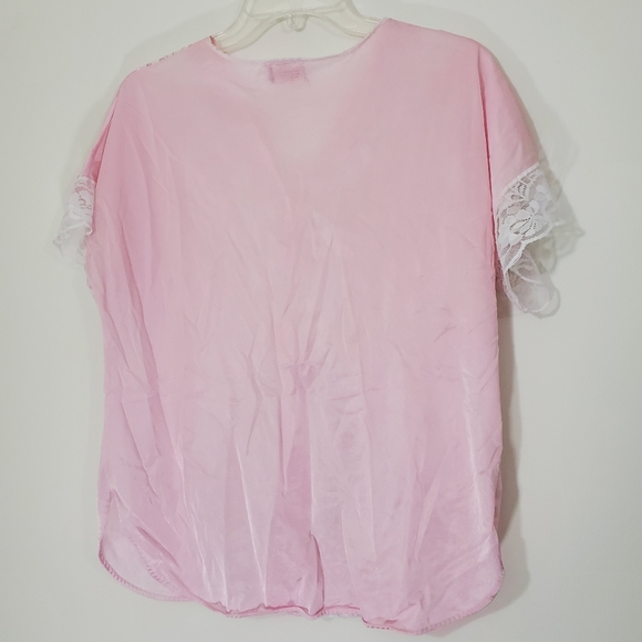 Exclusively Yours Vintage Pink Lace Pajama Top, Size Large - Picture 2 of 10